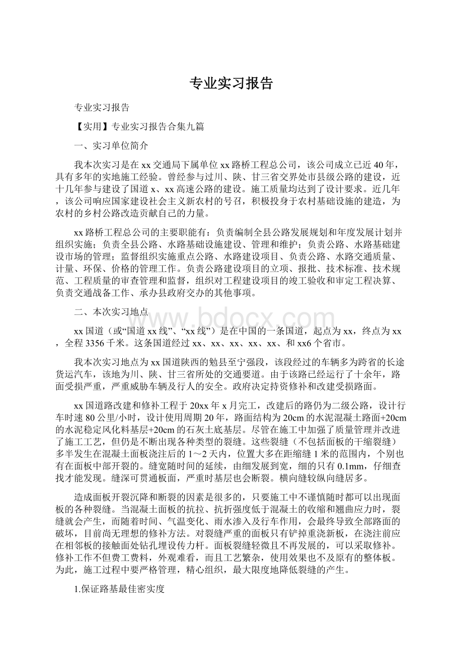 专业实习报告Word文档格式.docx