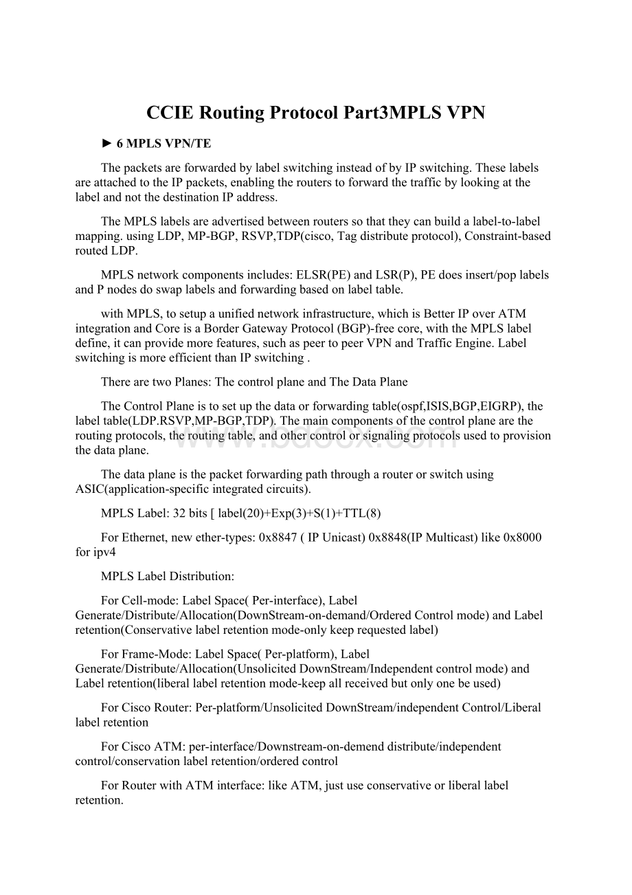 CCIE Routing Protocol Part3MPLS VPNWord格式.docx_第1页