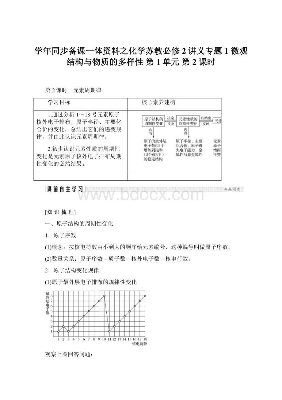 学年同步备课一体资料之化学苏教必修2讲义专题1 微观结构与物质的多样性 第1单元 第2课时.docx