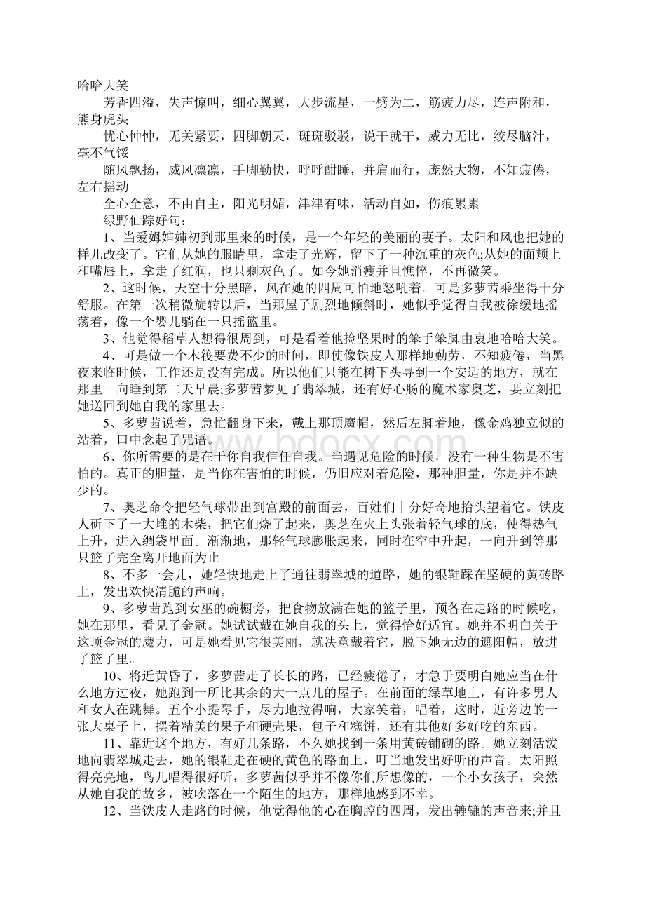 绿野仙踪好词好句Word格式文档下载.docx_第2页