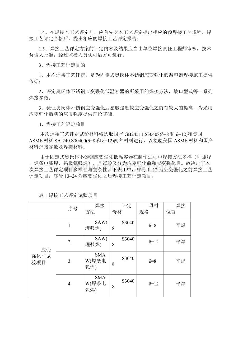 奥氏体不锈钢应变强化焊接工艺评定方案讲解学习Word格式文档下载.docx_第2页