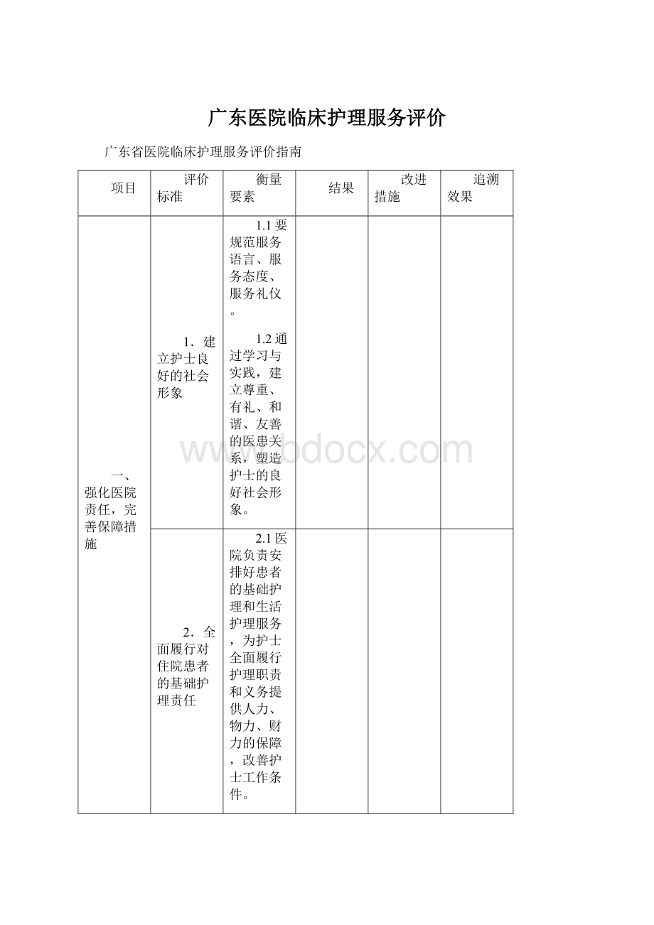 广东医院临床护理服务评价.docx_第1页