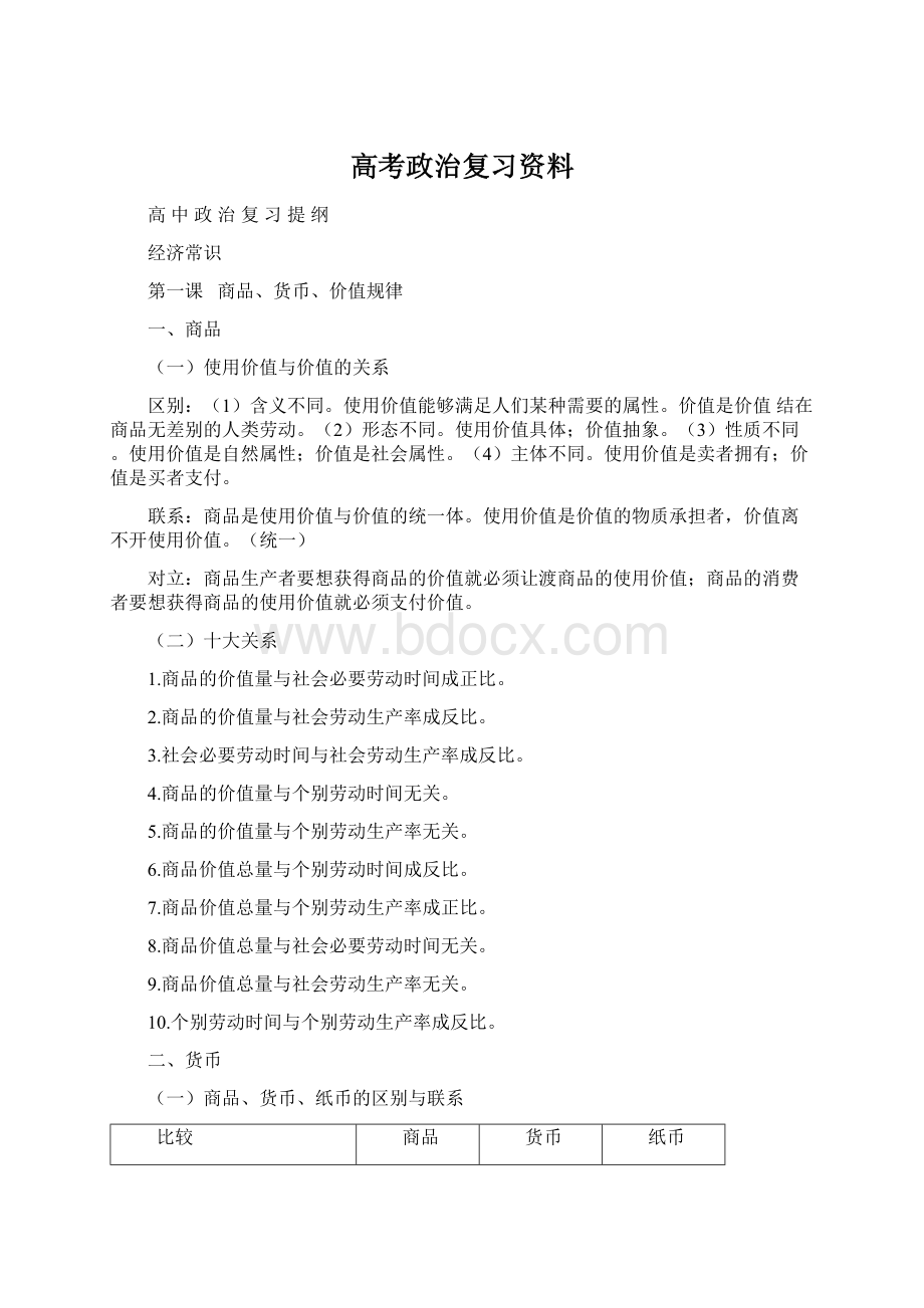 高考政治复习资料.docx_第1页