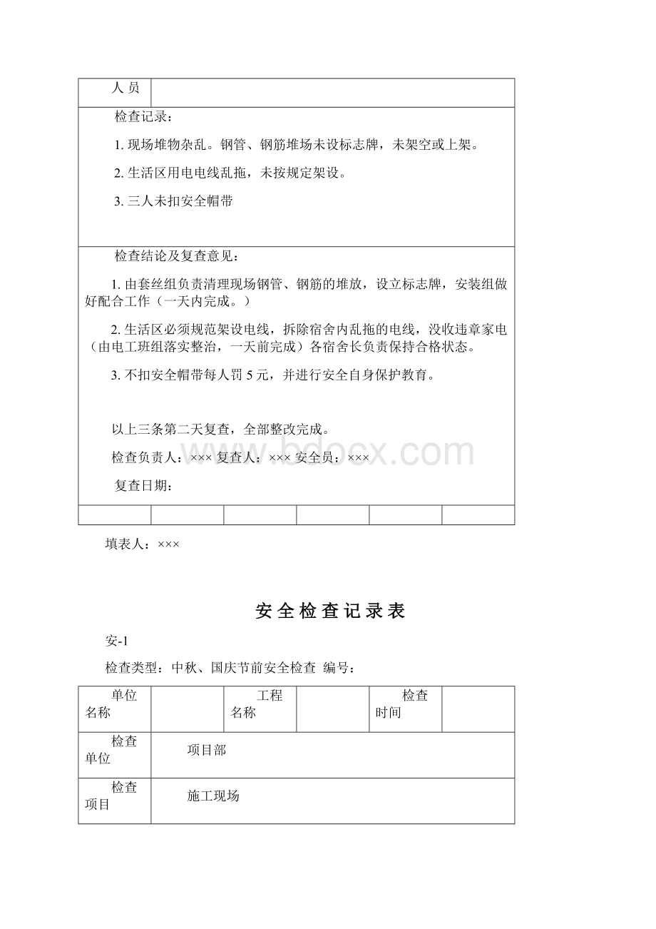 安全检查记录表范例最新版Word文档下载推荐.docx_第2页