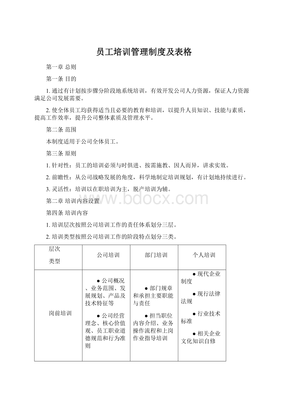 员工培训管理制度及表格.docx_第1页