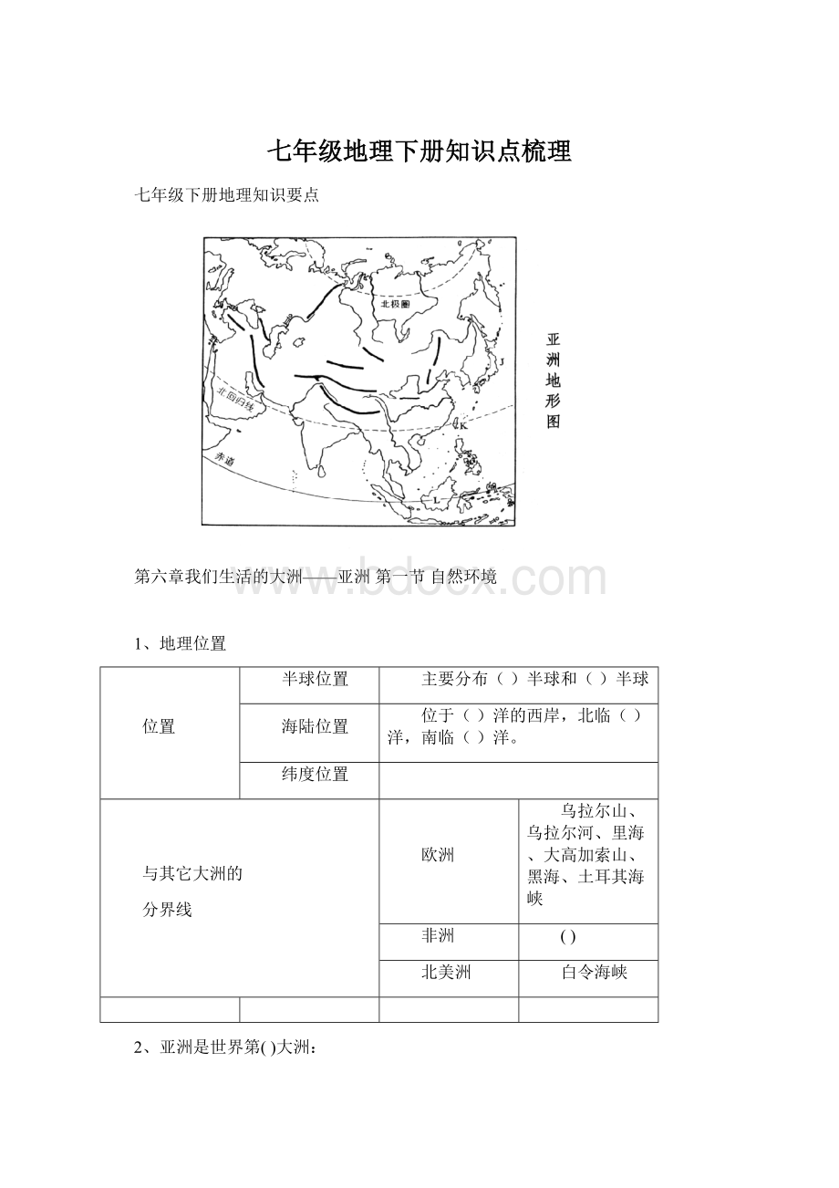 七年级地理下册知识点梳理Word文件下载.docx