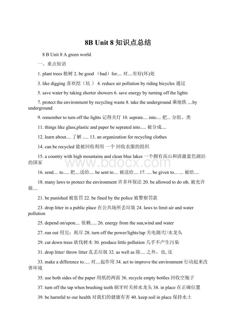 8B Unit 8 知识点总结.docx