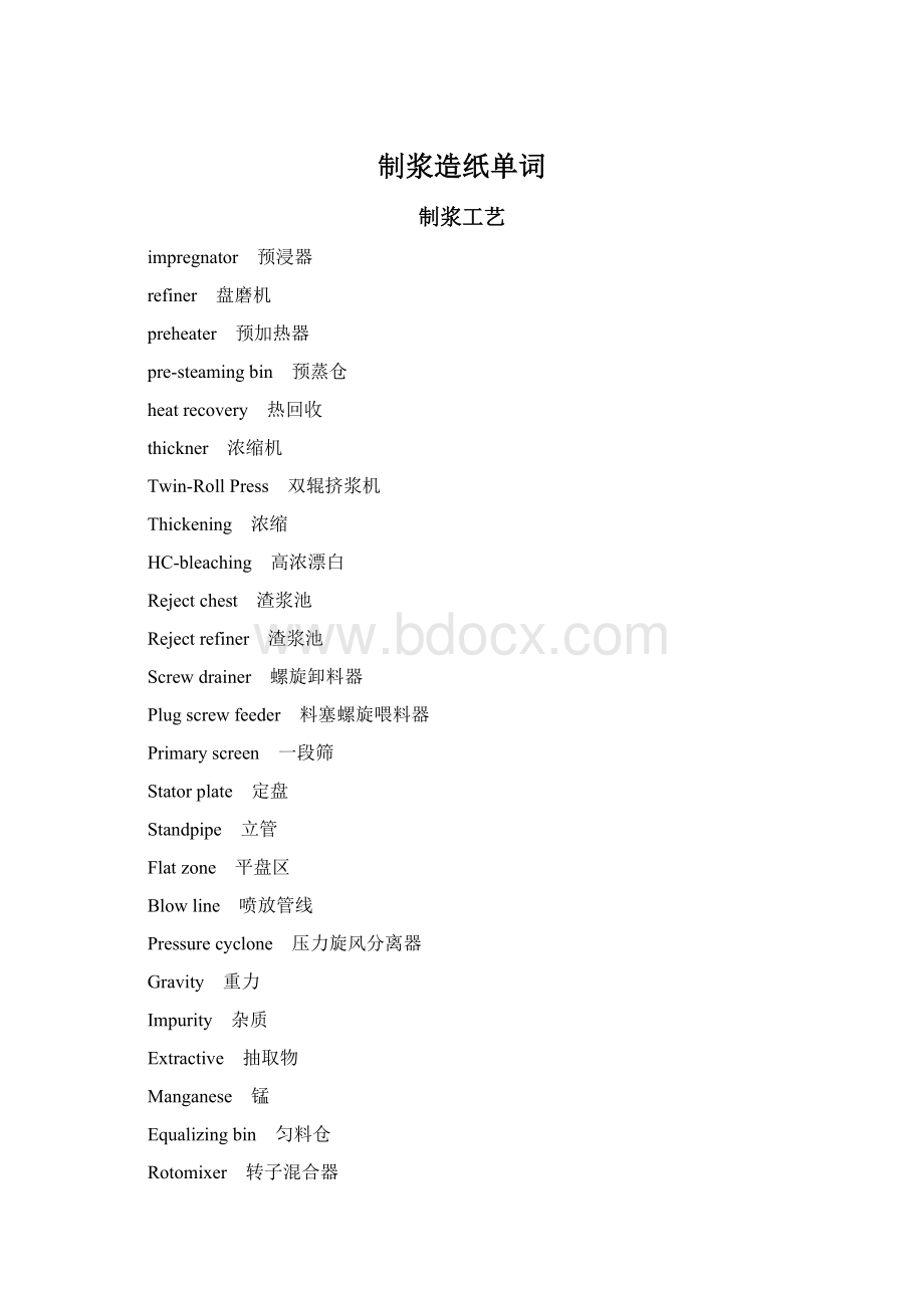 制浆造纸单词Word文档格式.docx