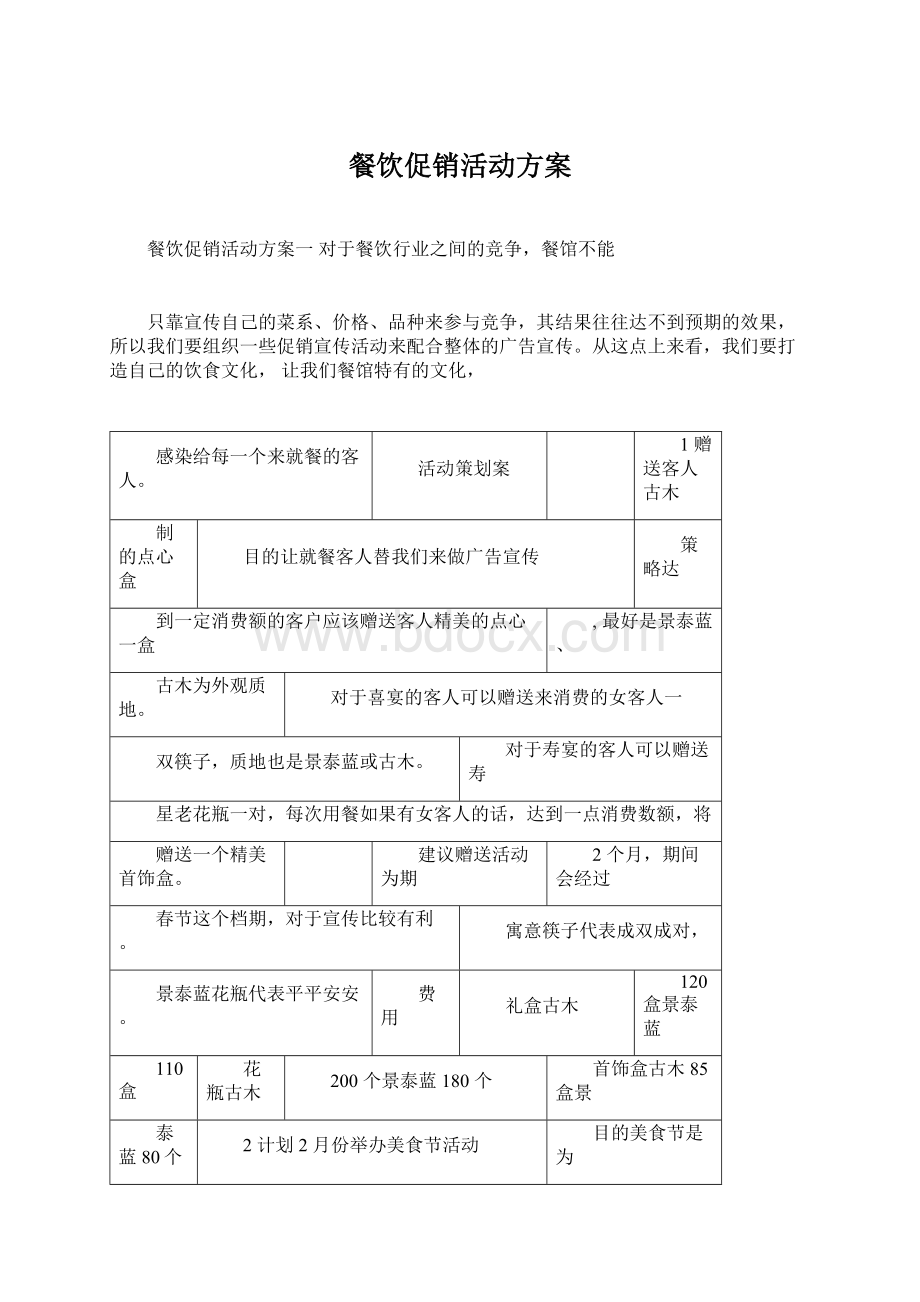 餐饮促销活动方案Word文档格式.docx