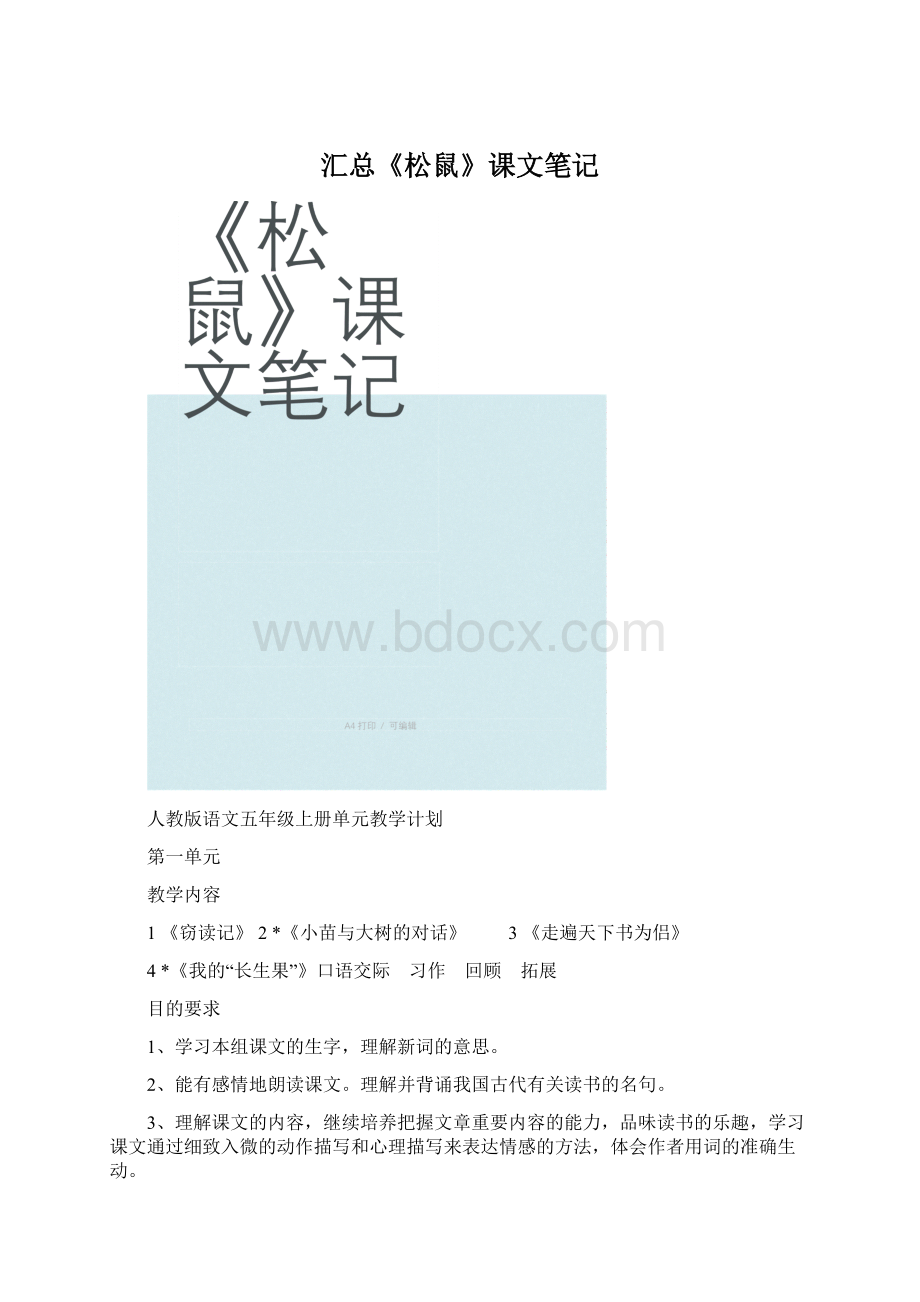 汇总《松鼠》课文笔记.docx