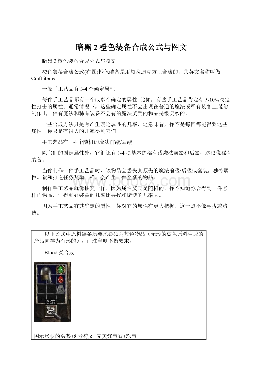 暗黑2橙色装备合成公式与图文.docx