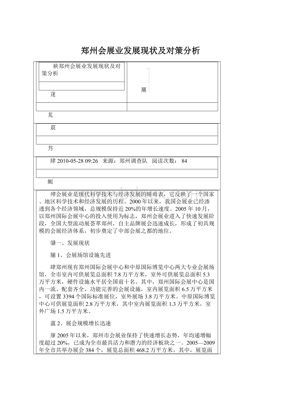 郑州会展业发展现状及对策分析.docx_第1页