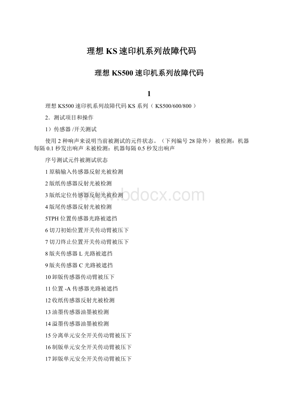 理想KS速印机系列故障代码.docx