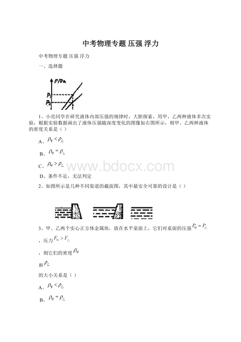 中考物理专题 压强浮力Word格式文档下载.docx