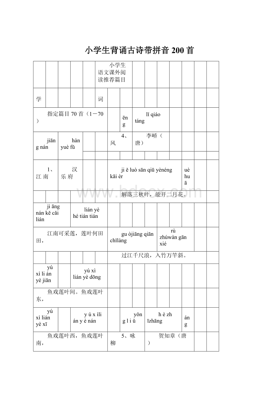 小学生背诵古诗带拼音200首.docx