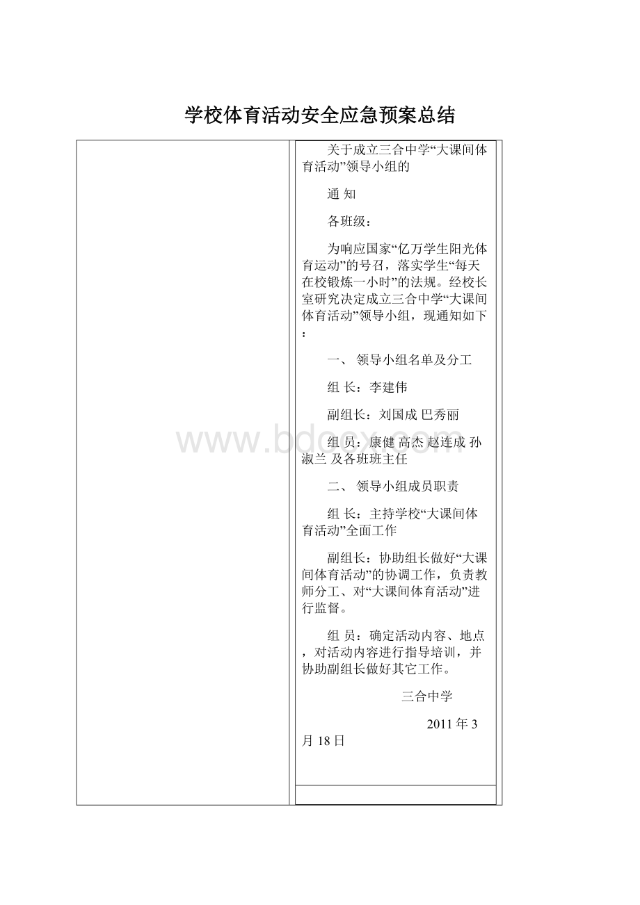 学校体育活动安全应急预案总结.docx_第1页