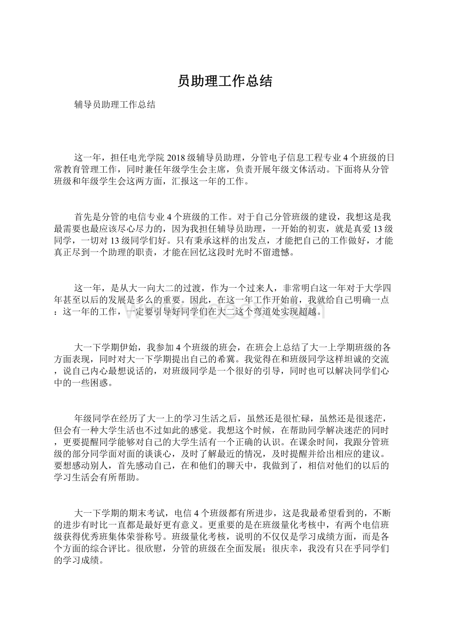 员助理工作总结文档格式.docx