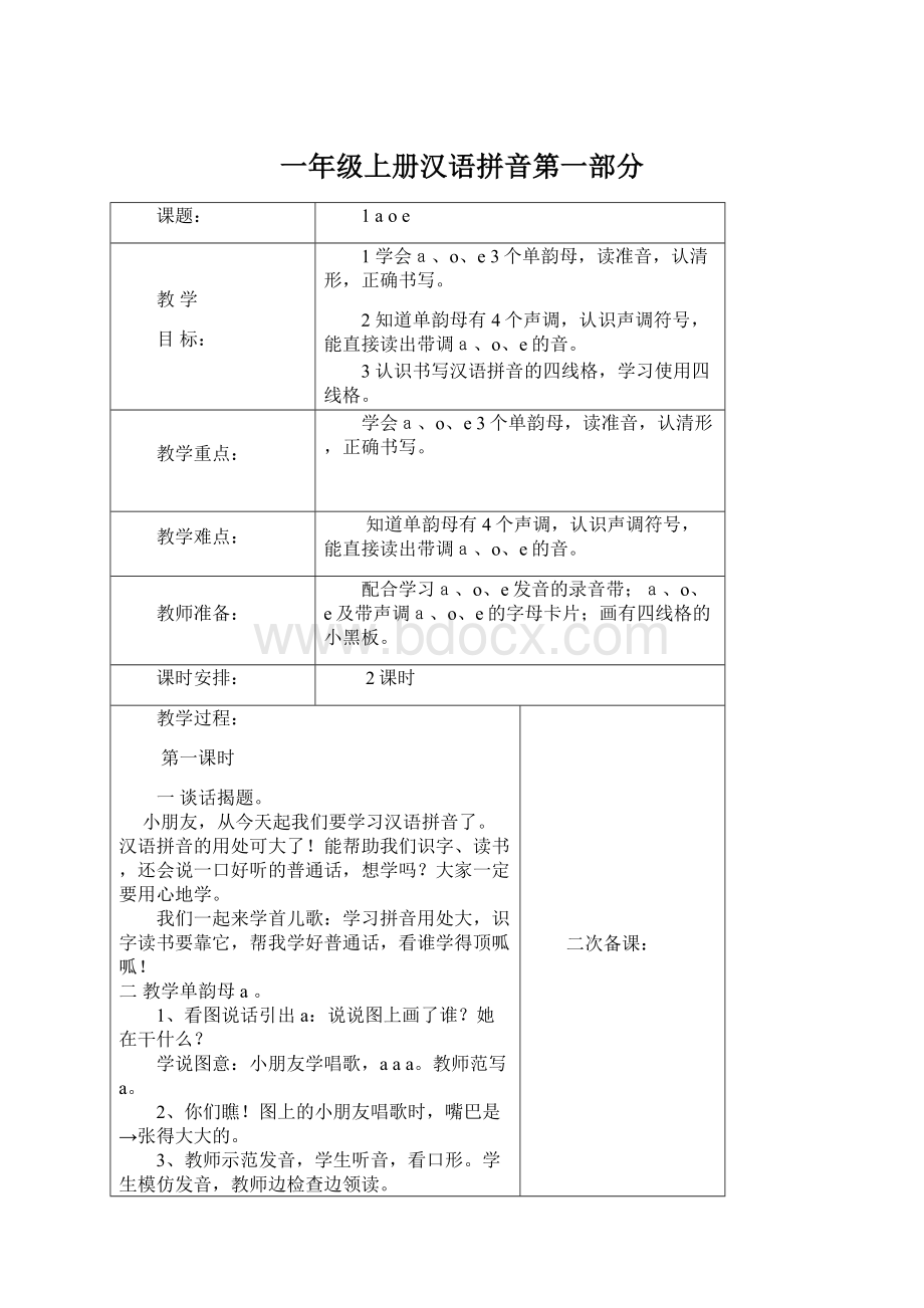 一年级上册汉语拼音第一部分.docx_第1页