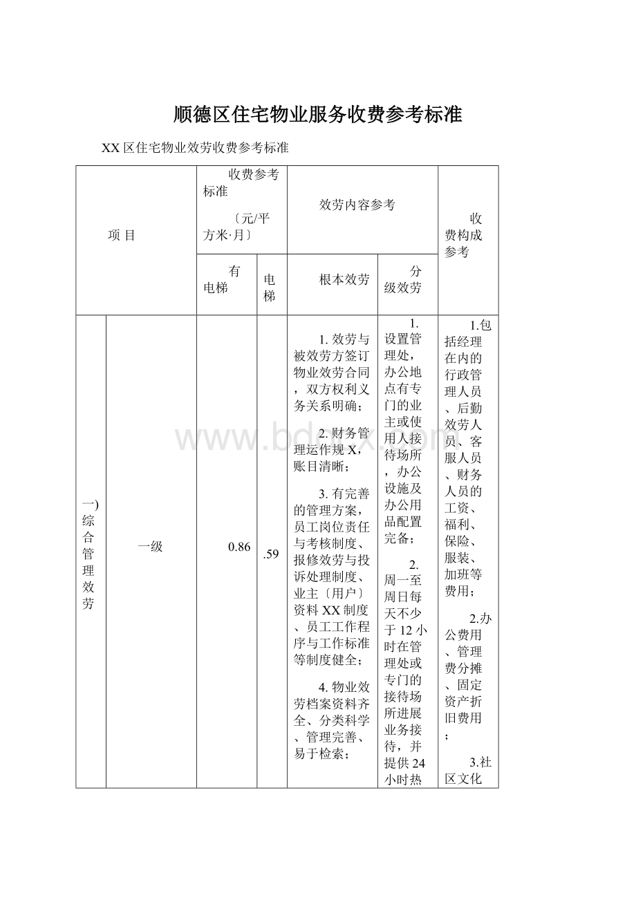 顺德区住宅物业服务收费参考标准.docx_第1页