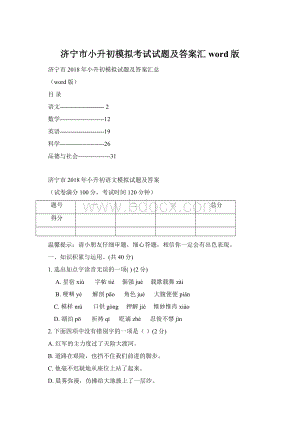 济宁市小升初模拟考试试题及答案汇word版Word下载.docx