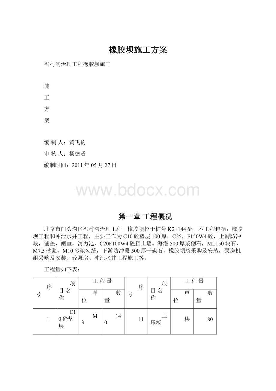 橡胶坝施工方案Word格式文档下载.docx