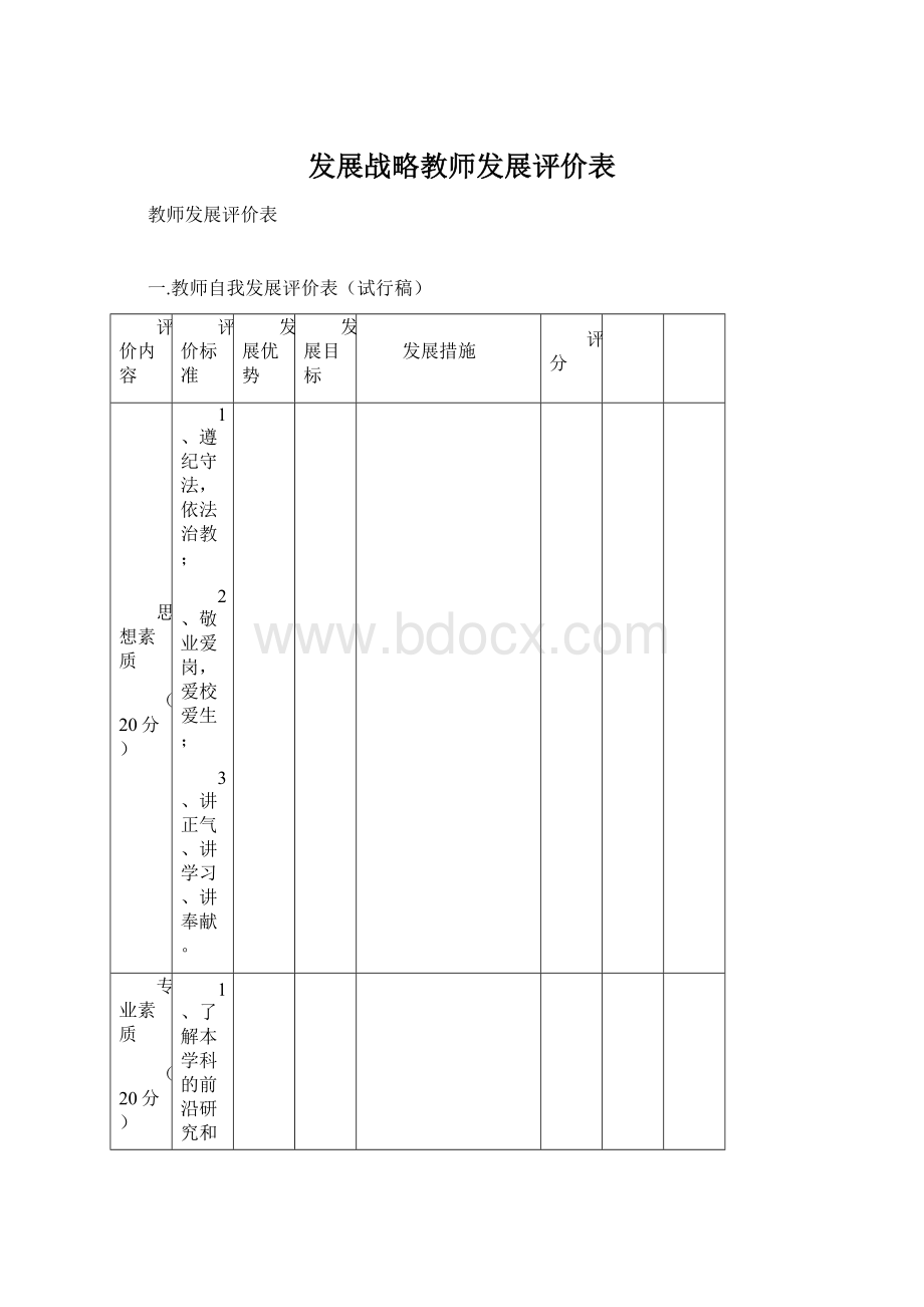 发展战略教师发展评价表.docx_第1页