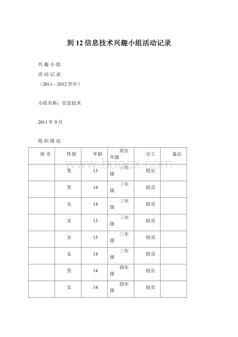 到12信息技术兴趣小组活动记录.docx