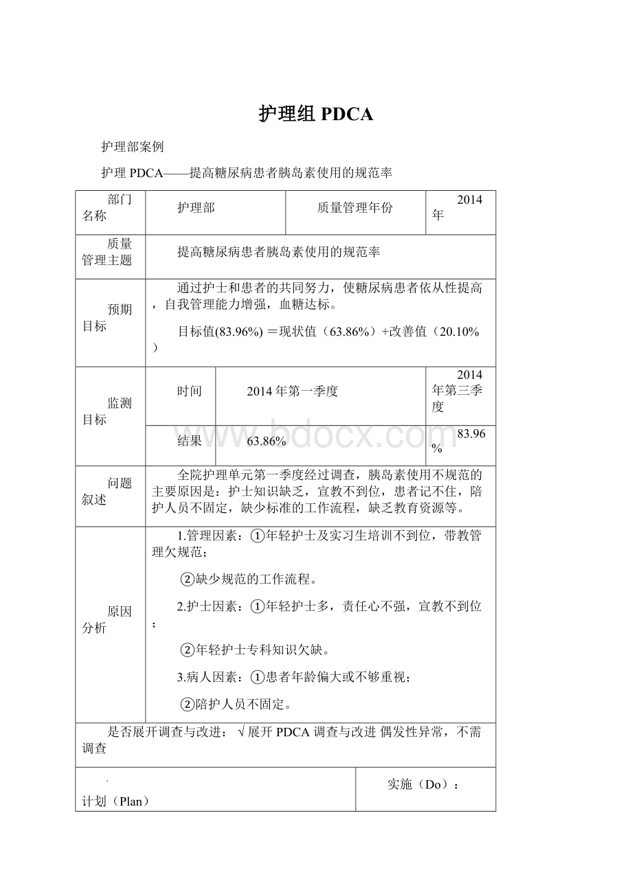 护理组PDCAWord下载.docx_第1页