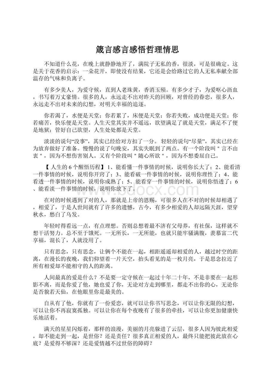 箴言感言感悟哲理情思Word文档格式.docx