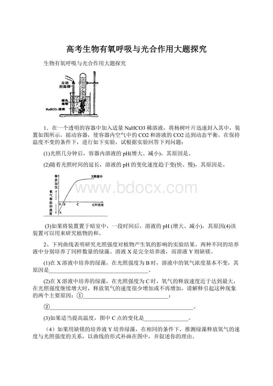 高考生物有氧呼吸与光合作用大题探究Word格式.docx