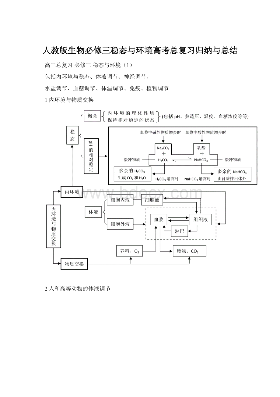 人教版生物必修三稳态与环境高考总复习归纳与总结Word格式.docx_第1页