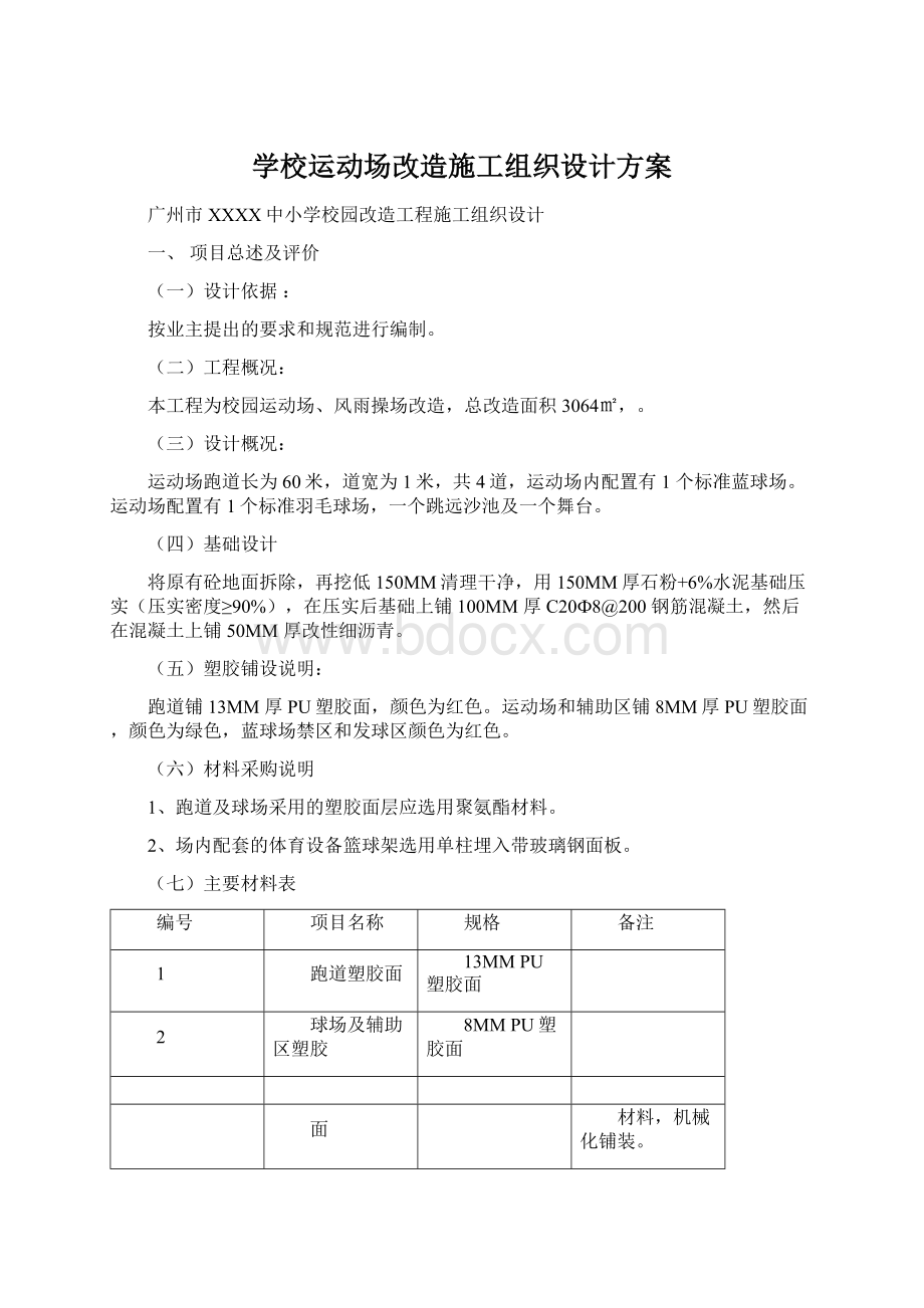 学校运动场改造施工组织设计方案.docx