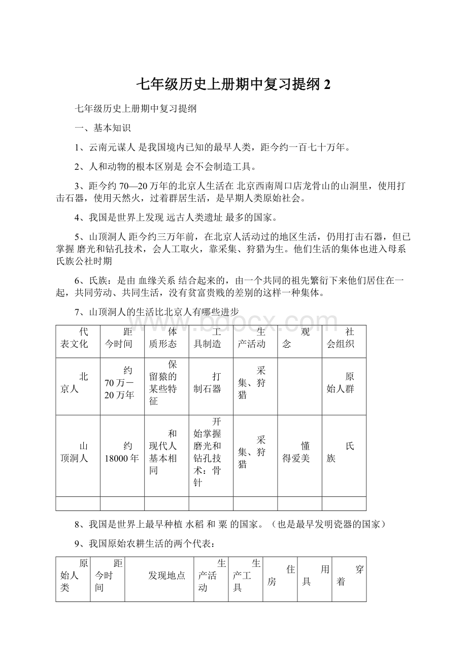 七年级历史上册期中复习提纲2.docx_第1页