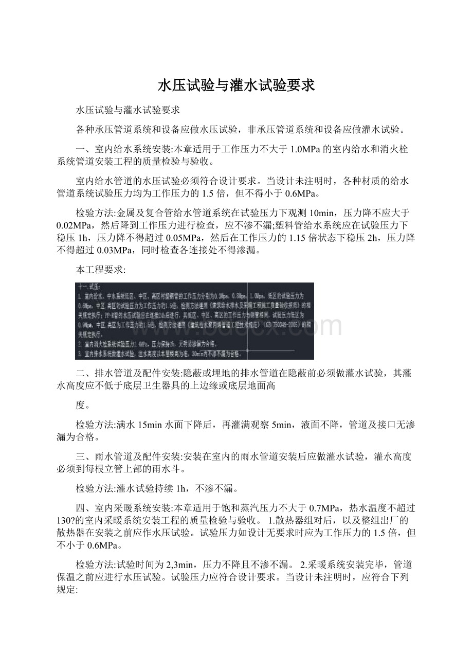 水压试验与灌水试验要求.docx