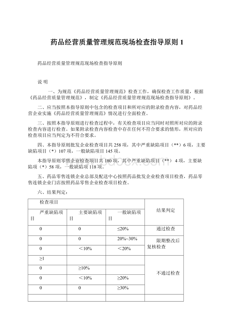 药品经营质量管理规范现场检查指导原则 1Word文档下载推荐.docx