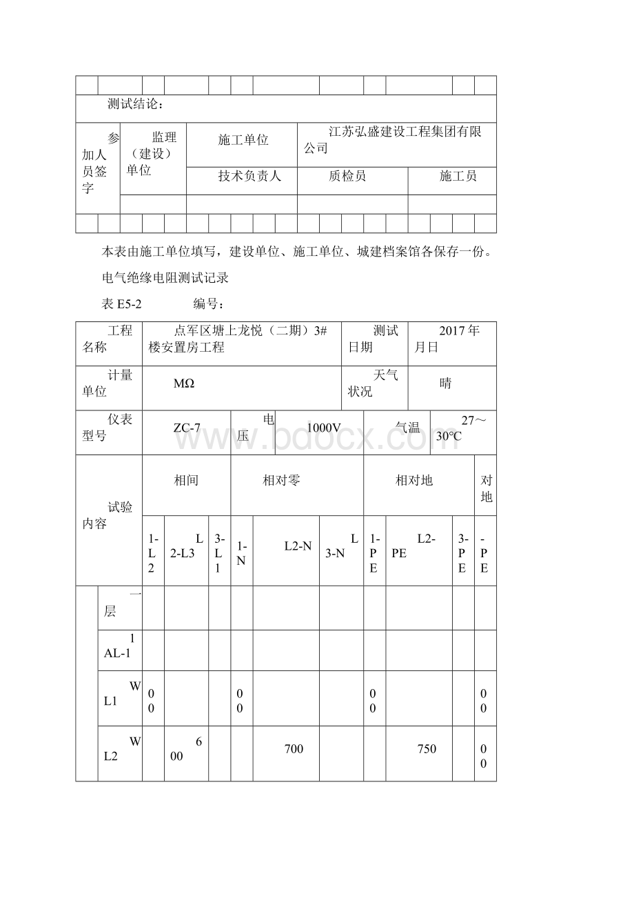 电气绝缘电阻测试记录.docx_第2页