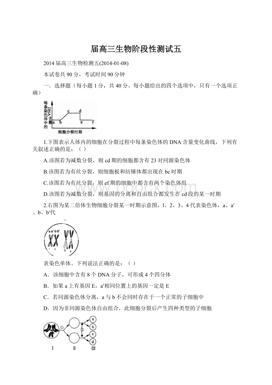 届高三生物阶段性测试五.docx_第1页