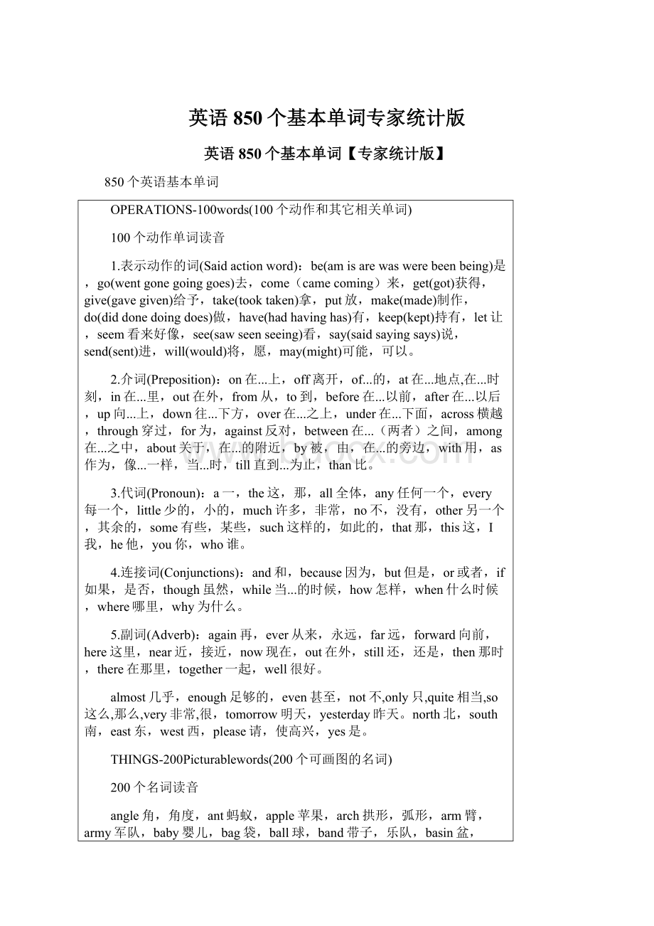 英语850个基本单词专家统计版Word格式文档下载.docx