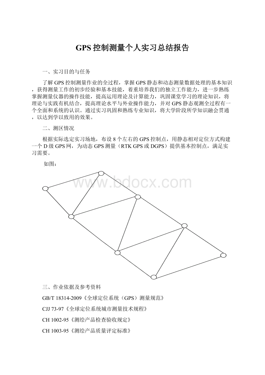 GPS控制测量个人实习总结报告Word文档格式.docx