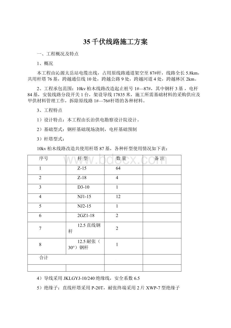 35千伏线路施工方案.docx_第1页