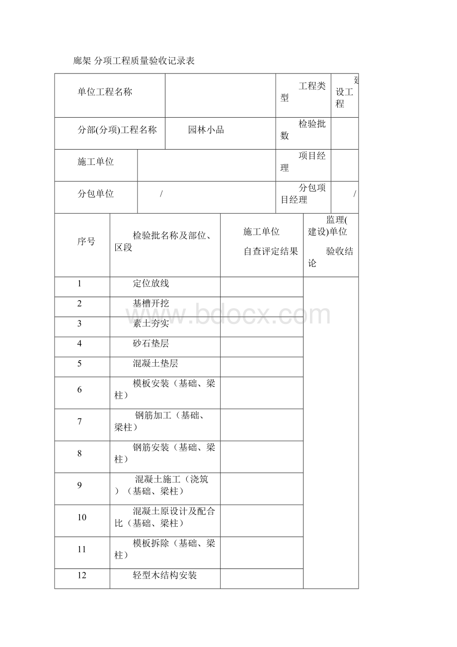 廊架检验批报验及验收记录表之欧阳术创编.docx_第2页