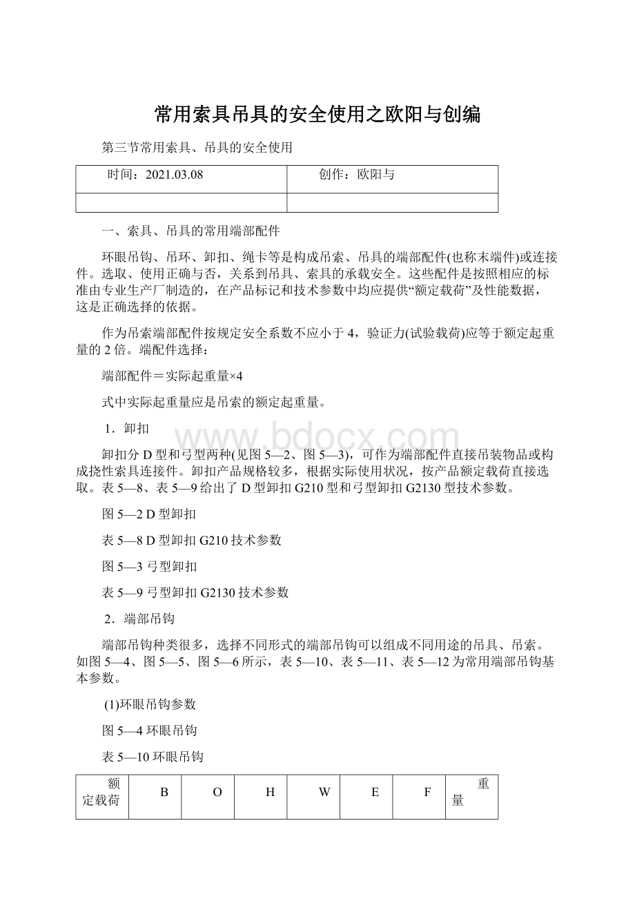 常用索具吊具的安全使用之欧阳与创编.docx