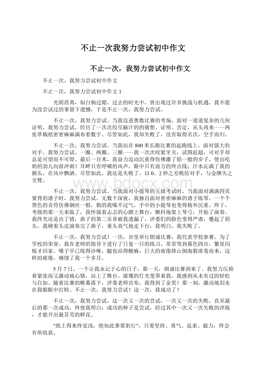 不止一次我努力尝试初中作文Word文档下载推荐.docx_第1页