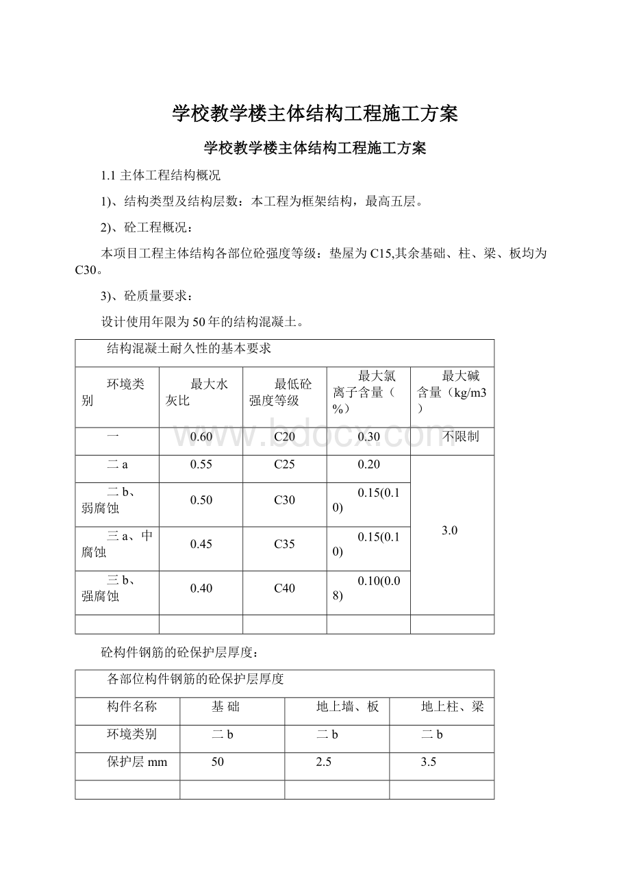 学校教学楼主体结构工程施工方案.docx