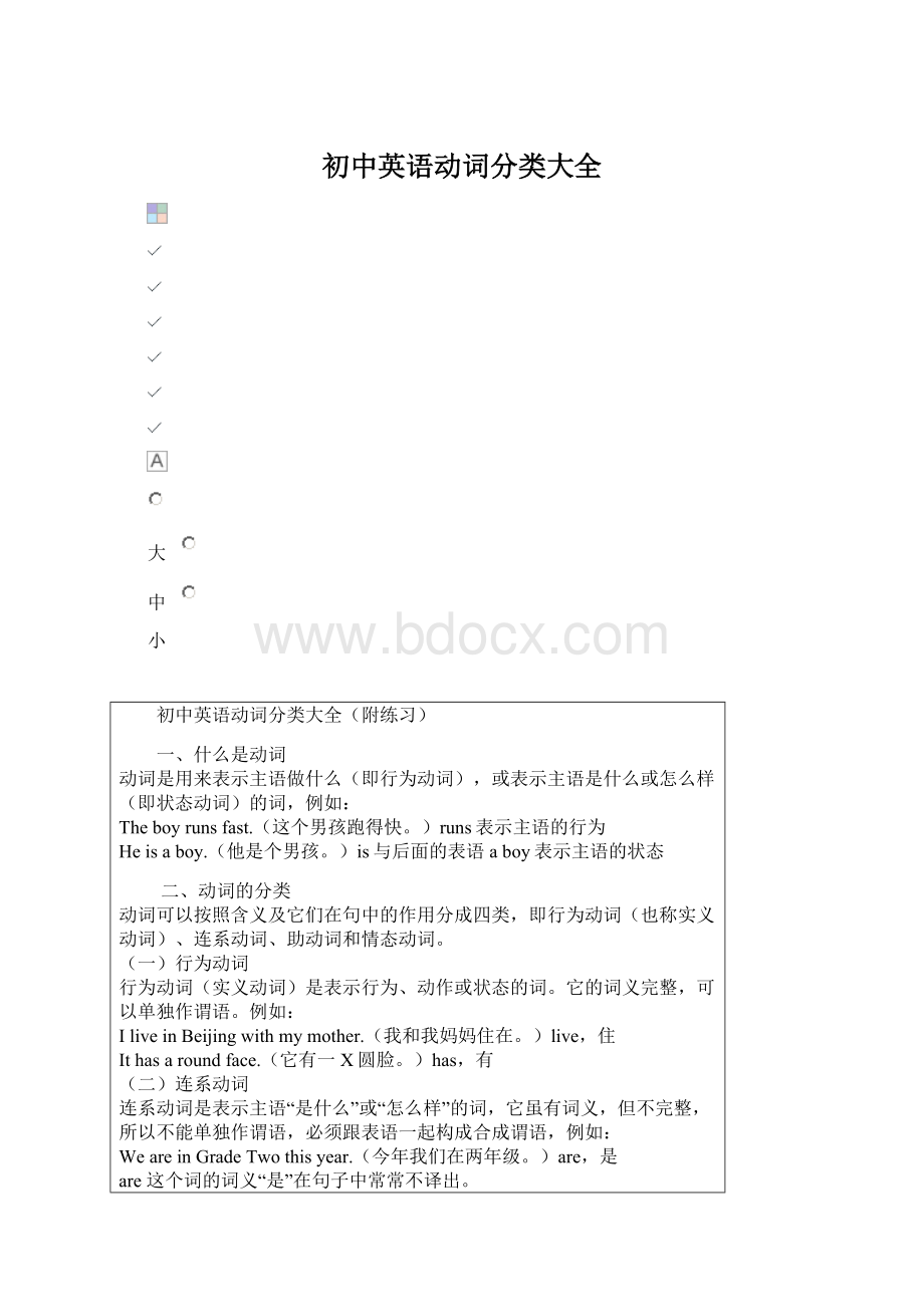 初中英语动词分类大全.docx_第1页