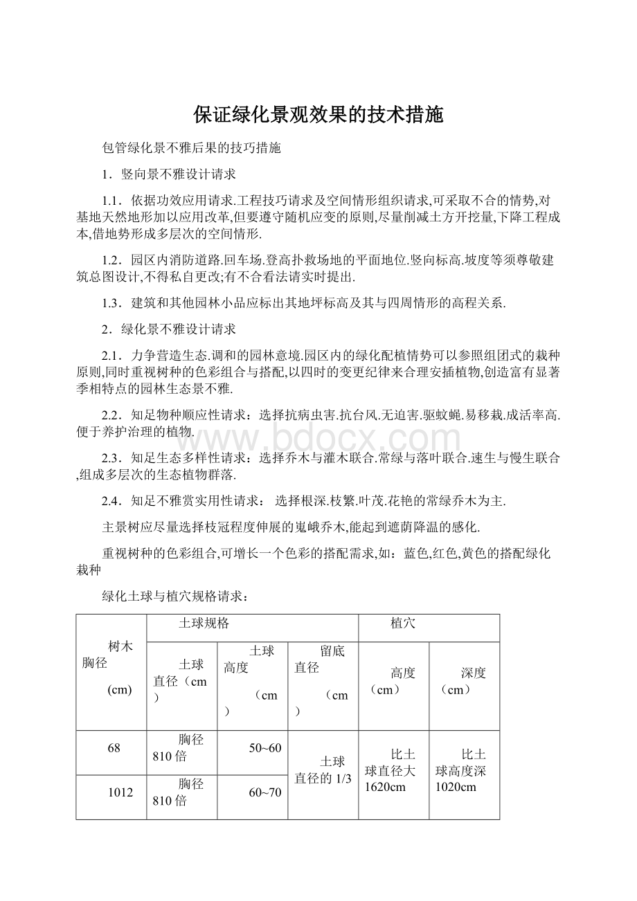 保证绿化景观效果的技术措施.docx_第1页