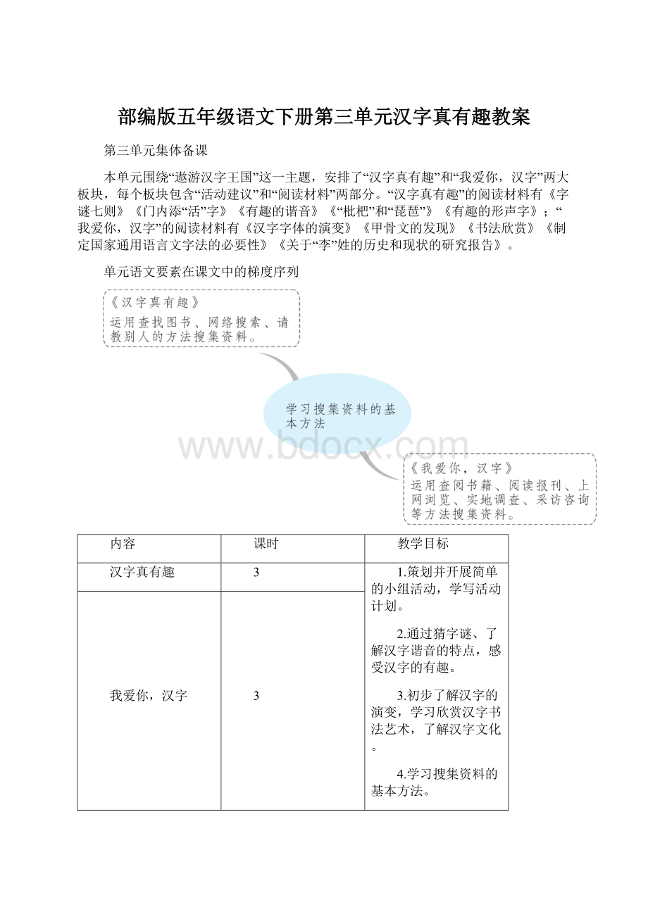 部编版五年级语文下册第三单元汉字真有趣教案.docx