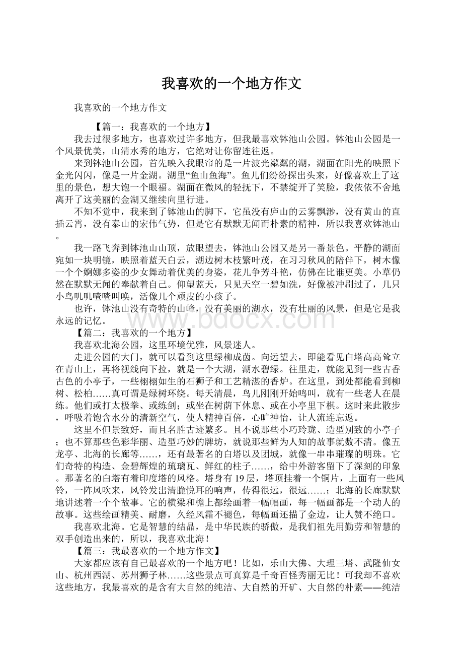 我喜欢的一个地方作文文档格式.docx