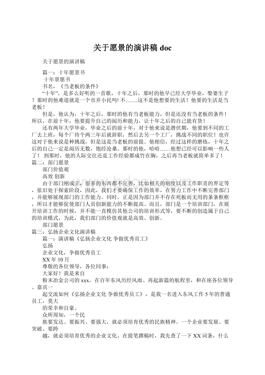 关于愿景的演讲稿docWord文件下载.docx