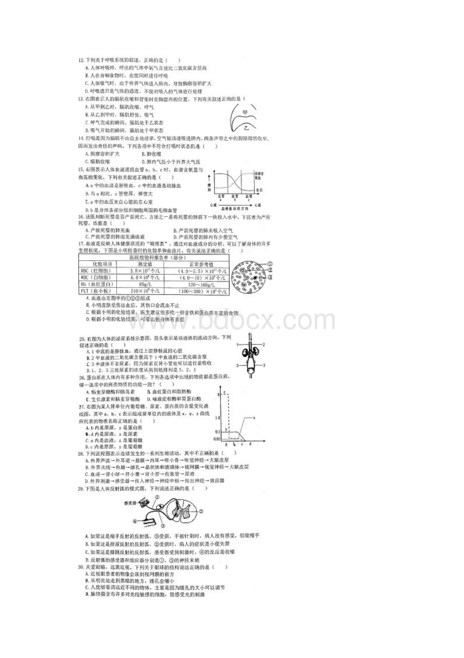 山东省青岛市李沧区学年七年级生物下学期期末学业水平检测试题扫描版无答案 新人教版.docx_第3页